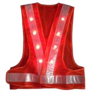Áo Bảo Hộ Phản Quang Màu Đỏ Cam Có Đèn LED - APQ006