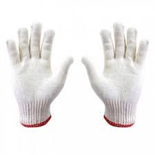 Găng tay sợi trắng viền đỏ